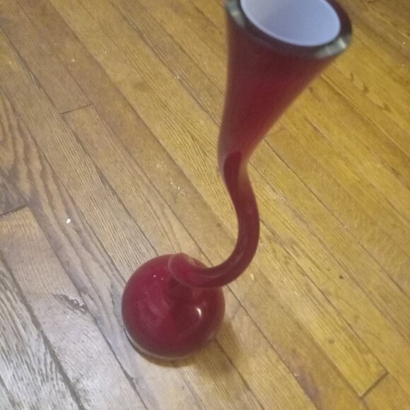 MAKORA vintage art glass hand blown vase 1960-70s trippy red vase - Picture 3 of 6